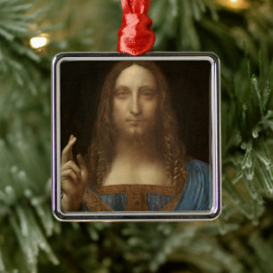 Leonardo da Vincis Salvator Mundi (Jesus Kristus) Julgransprydnad Metall