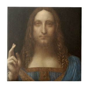 Leonardo da Vincis Salvator Mundi (Jesus Kristus) Kakelplatta