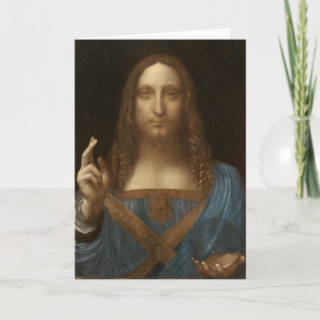 Leonardo da Vinci's Salvator Mundi (Jesus Kristus) Kort (Framsida)
