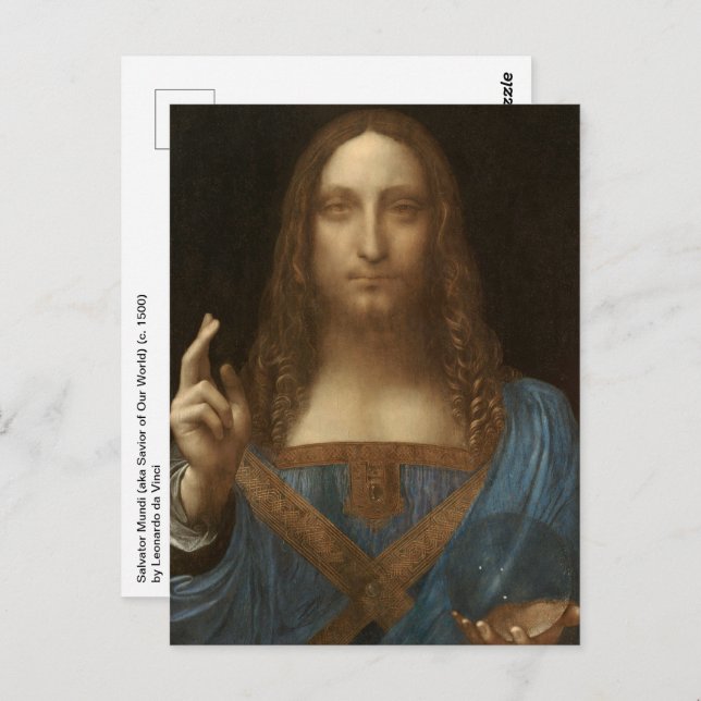 Leonardo da Vinci's Salvator Mundi (Jesus Kristus) Vykort (Fram/baksida)