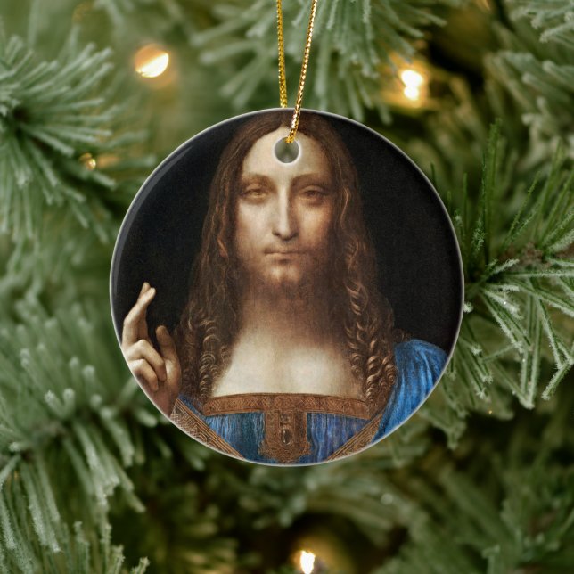 Leonardo da Vincis Salvator Mundi Julgransprydnad Keramik (Träd)