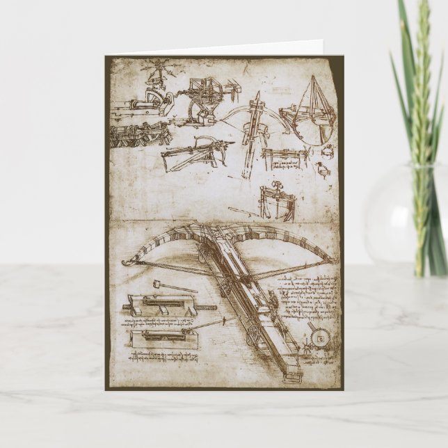 Leonardo da Vincis skiss av jättestor armborstkons Kort (Framsida)
