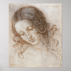 Leonardo da Vincis Studie av Ledahuvudet Poster