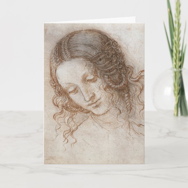 Leonardo da Vincis studie av Ledas huvud Kort (Framsida)