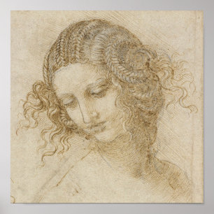 Leonardo da Vincis Studie av Ledas huvud Poster