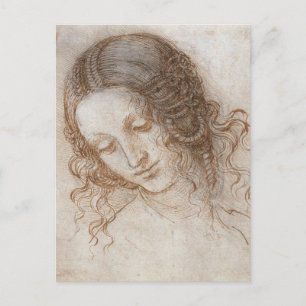 Leonardo da Vincis Studie av Ledas huvud Vykort