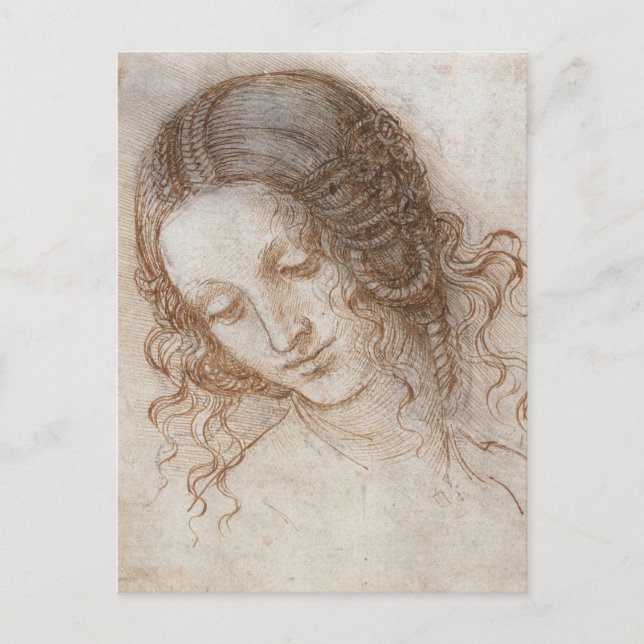 Leonardo da Vincis Studie av Ledas huvud Vykort (Framsida)