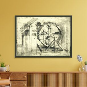 Leonardo da Vinci's Treadmill Powered Crossbow Canvastryck