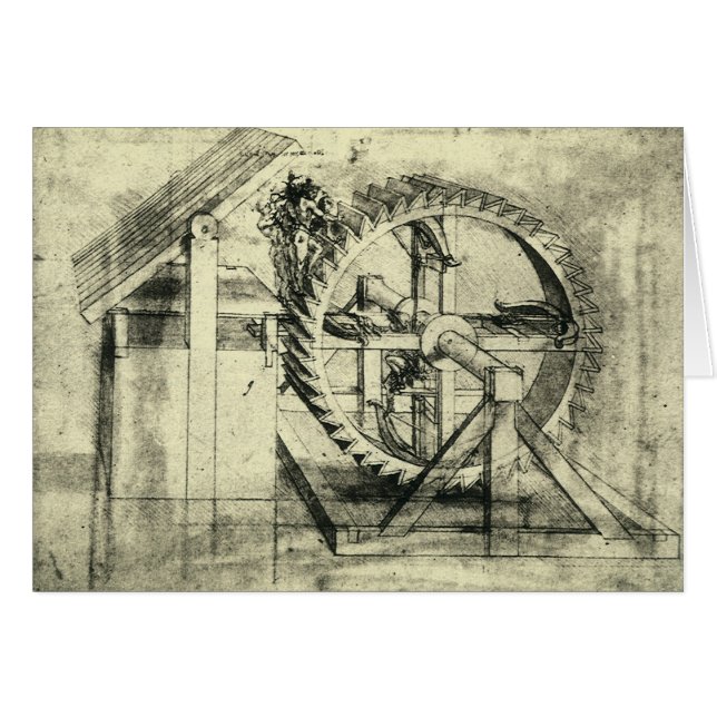 Leonardo da Vinci's Treadmill Powered Crossbow Hälsningskort (Framsidan Horizontal)