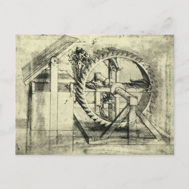 Leonardo da Vinci's Treadmill Powered Crossbow Vykort (Framsida)