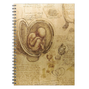 Leonardo da Vincis undersökning av baby fetus Anteckningsbok Med Spiral