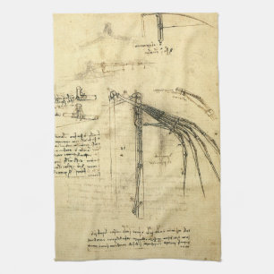 Leonardo da Vincis Vinge på flygande Maskin Sketch Kökshandduk