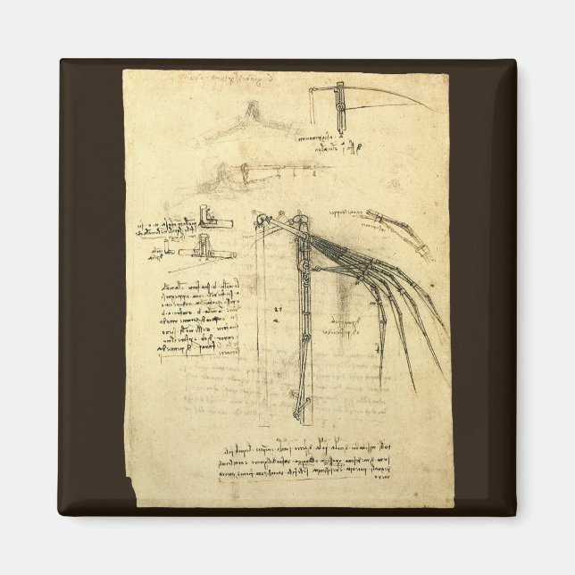 Leonardo da Vincis Vinge på flygande Maskin Sketch Magnet (Framsidan)