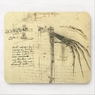 Leonardo da Vincis Vinge på flygande Maskin Sketch Musmatta
