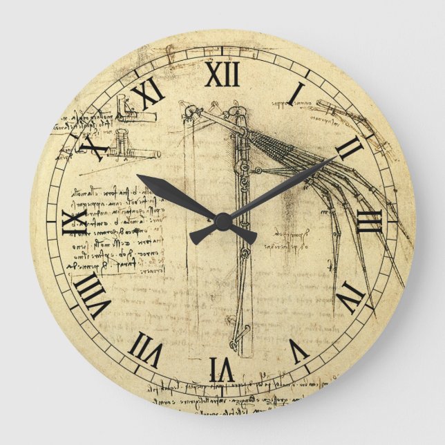 Leonardo da Vincis Vinge på flygande Maskin Sketch Stor Klocka (Framsida)