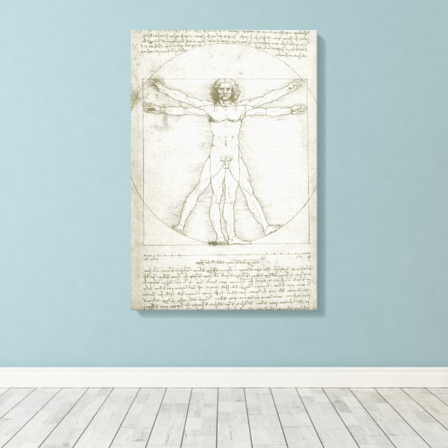 Leonardo da Vinci's Vitruvian Man Canvastryck (Insitu (trägolv))