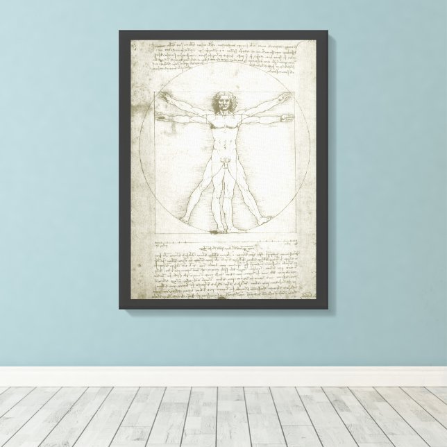 Leonardo da Vincis Vitruvian Man Canvastryck (Insitu (trägolv))