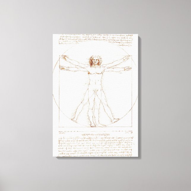 Leonardo da Vinci's Vitruvian Man (cirka 1492) Canvastryck (Framsida)