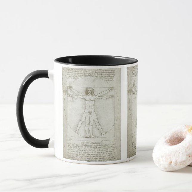 Leonardo da Vinci's Vitruvian Man Mugg (Med munk)