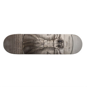 Leonardo da Vincis Vitruvian Man Old School Skateboard Bräda 21,6 Cm