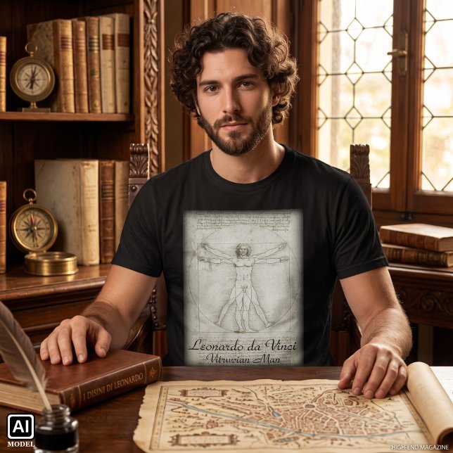 Leonardo da Vincis Vitruviusman Tee (Vitruvian Man by Leonardo da Vinci is a vintage Renaissance sketch with 2 superimposed male figures.)