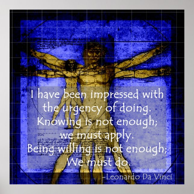 Leonardo da Vitruvian Man Blue Poster (Framsidan)