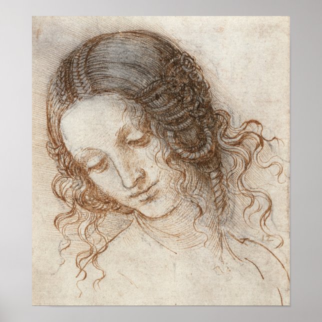 Leonardo Head of Woman Drawing Poster (Framsidan)