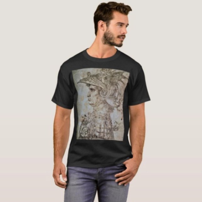 Leonardo’s hjälmförsedda krigare  t shirt (Da Vinci’s Ancient Warrior Sketch Graphic T-Shirt  100%  cotton unisex standard fit. 

 
)