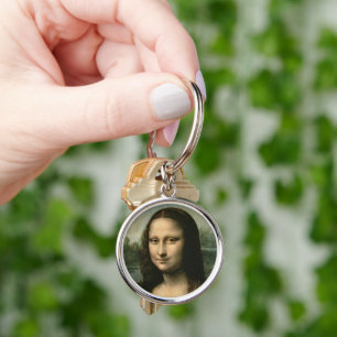 Leonardo Vinci   Mona Lisa, c.1503-6 Rund Silverfärgad Nyckelring