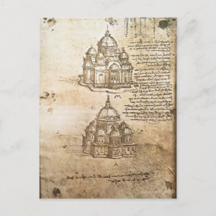 Leonardo Vinci- Studier av centrala planens byggna Vykort