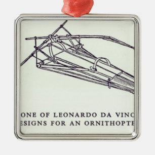 Leonardos Da Vinci designer för en Ornithopter Julgransprydnad Metall