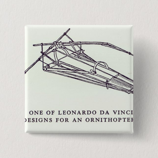Leonardos Da Vinci designer för en Ornithopter Knapp (Framsida)