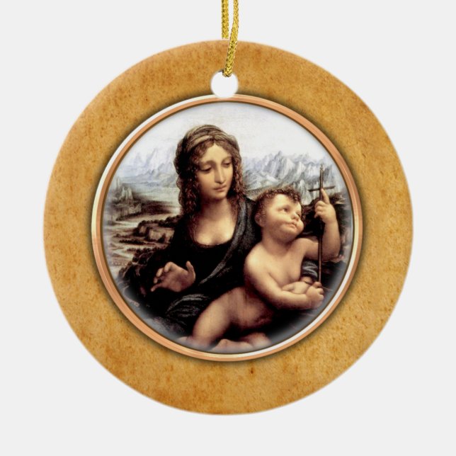 Leonardos Da Vinci Madonna Ornament. Julgransprydnad Keramik (Framsidan)