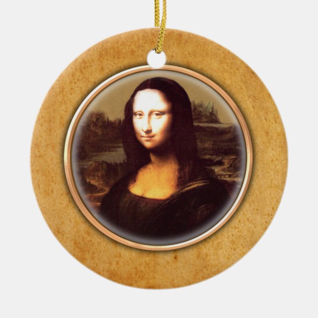 Leonardos Da Vinci Mona Lisa Ornament. Julgransprydnad Keramik (Framsidan)