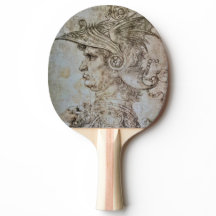 Leonardo's Helmeted Warrior Ping Pong Paddle
