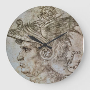 Leonardo's Helmeted Warrior Stor Klocka
