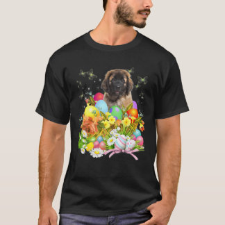 Leonberger Bunny Hund med Påskägg Basket Coola T Shirt
