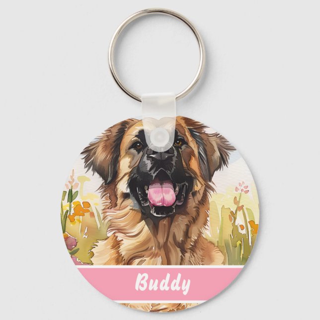 Leonberger Dog Tag – Custom Info Nyckelring (Framsida)