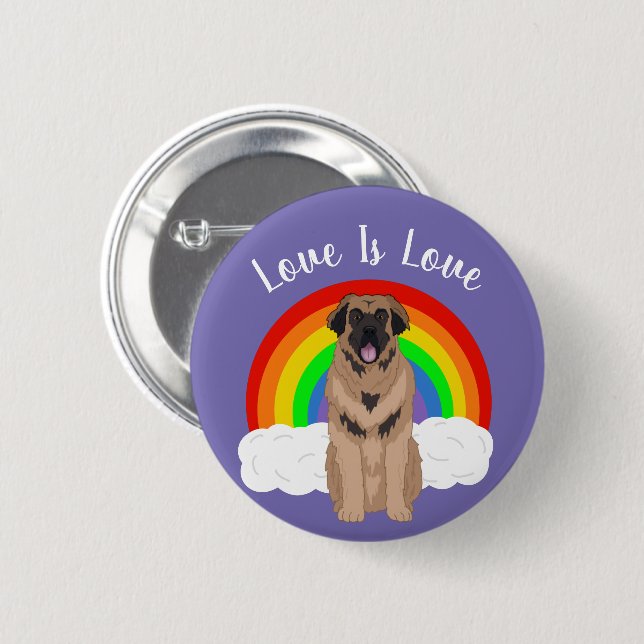 Leonberger Gay pride Rainbow Button Knapp (Framsida & baksida)