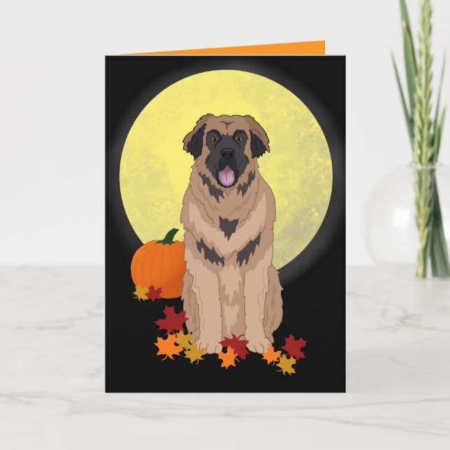 Leonberger Halloween Autumn Kort (Framsida)