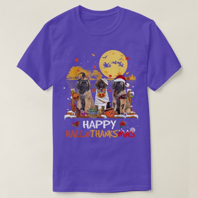 Leonberger Happy Hallothanksmas Halloween Thanksgi T Shirt (Design framsida)