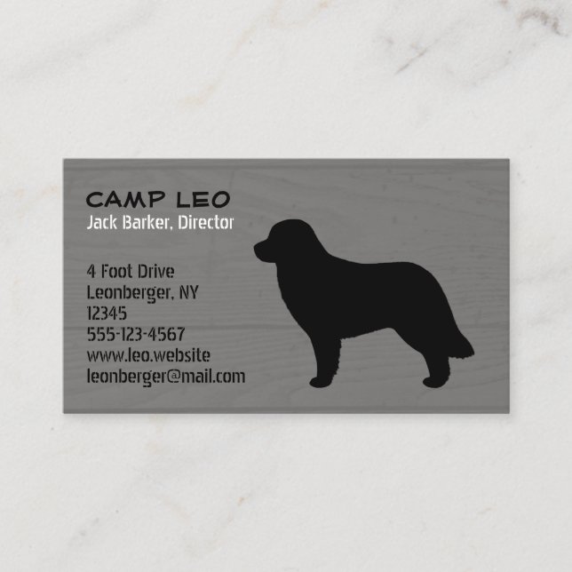 Leonberger Hund aveln Silhouette Visitkort (Framsida)