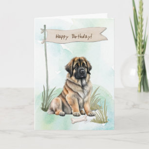Leonberger Hund aveln utomhus under födelsedagssky Kort