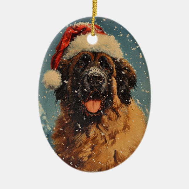 Leonberger hund christmas julgransprydnad keramik (Framsidan)
