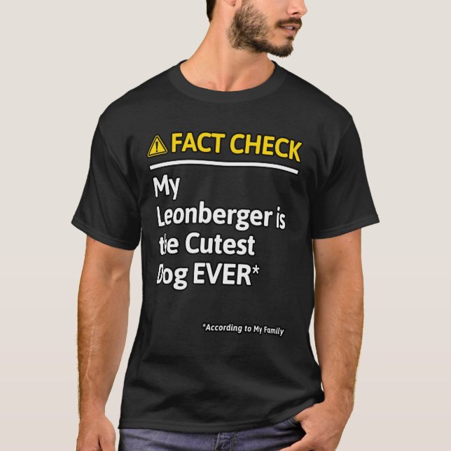 Leonberger Hund Funny Fact Check T Shirt (Framsida)