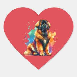Leonberger Hund Hjärtformat Klistermärke