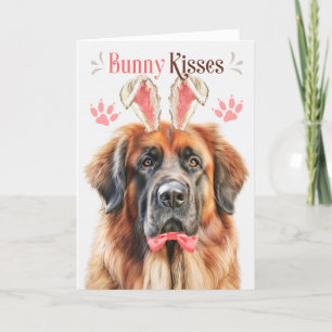 Leonberger Hund i Bunny Öron för Påsk Helgkort