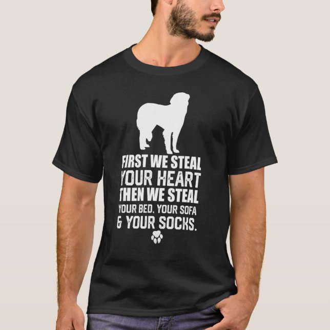 Leonberger hund stjäl ditt hjärta, din bed t shirt (Framsida)