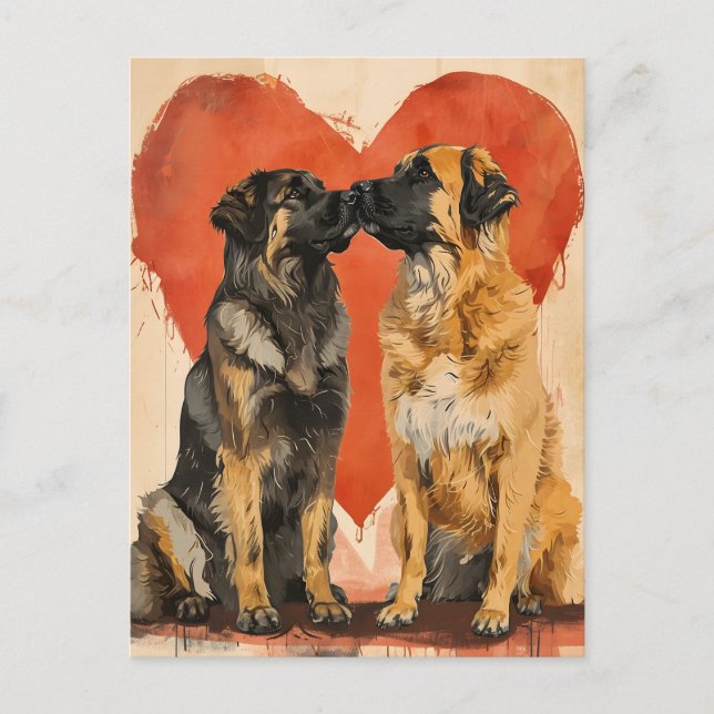 Leonberger hund Valentines dag Vykort (Framsida)