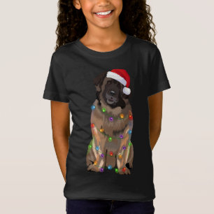 Leonberger jul Ljus Julafton Hund älskare Santa H T Shirt